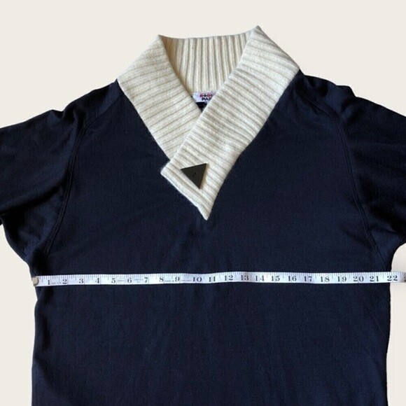 Vintage Rodier Paris Black Wool Blend Midi Sweater Dress 80s Made in France - Picture 15 of 16